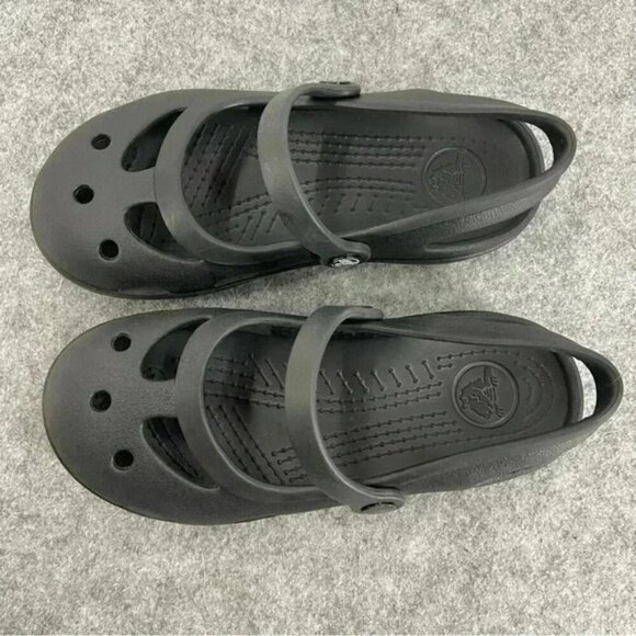 CROCS Shayna Mary Jane Slip On Black Flats Child Size 12 - Picture 2 of 10